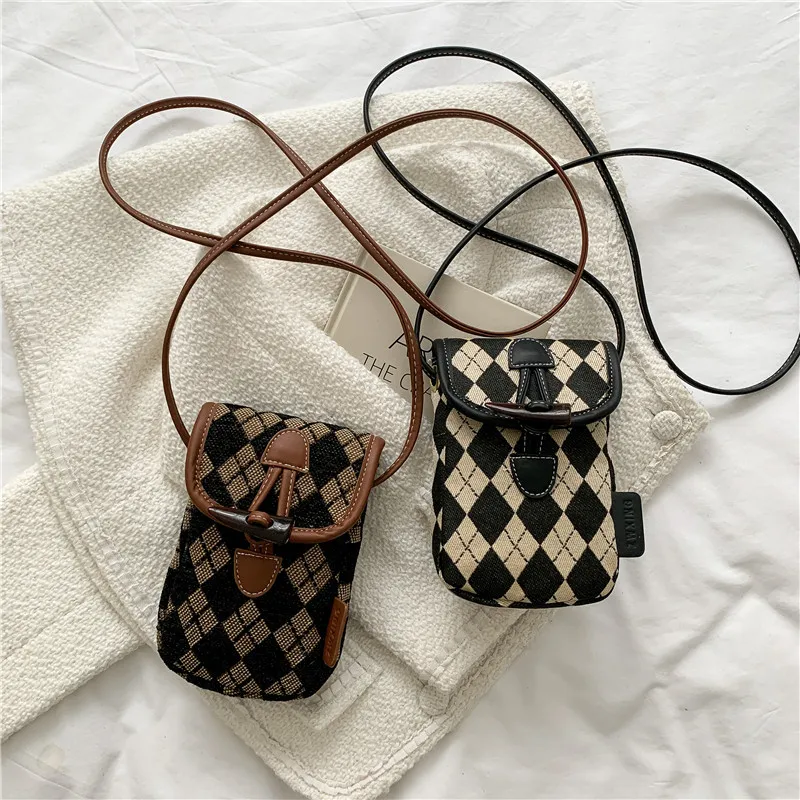 

2022 Canvas Fashion Trend Texture Casual Personality Mini Fashion Shoulder Phone Bag Women's Luxury Purses Small Crossbody