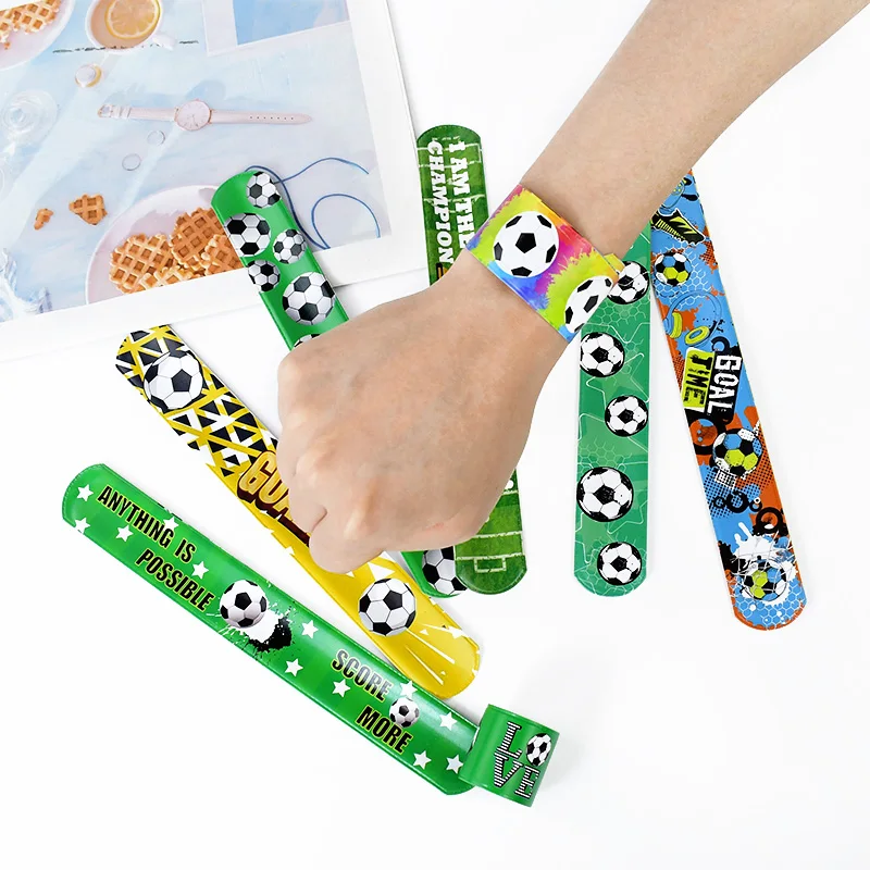 

10pcs World Football Theme Party Clap Circle Kids Favor Toy Gift 1st Birthday Party Decoration Football Soccer Slap Bracelet