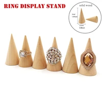 2022 1pc creative solid wood cone ring display stand ring holder jewelry storage cabinet packaging box utensils