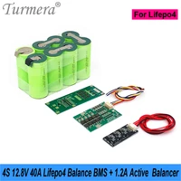 turmera 4s 40a 12 8v 14 4v balance bms protected board 1 2a active balancer use in 3 2v 18650 26650 32700 33140 lifepo4 battery