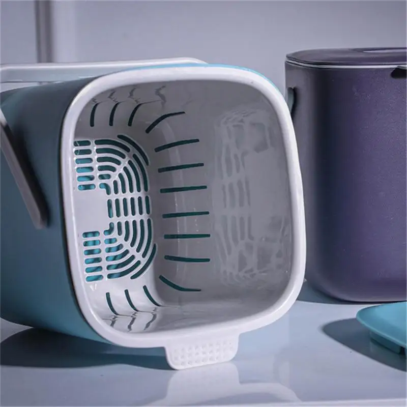 Double layer Kitchen Trash Can with Lid Wall-mounted Waste Baskets Push-top Garbage Bin Rubbish Container Storage Box