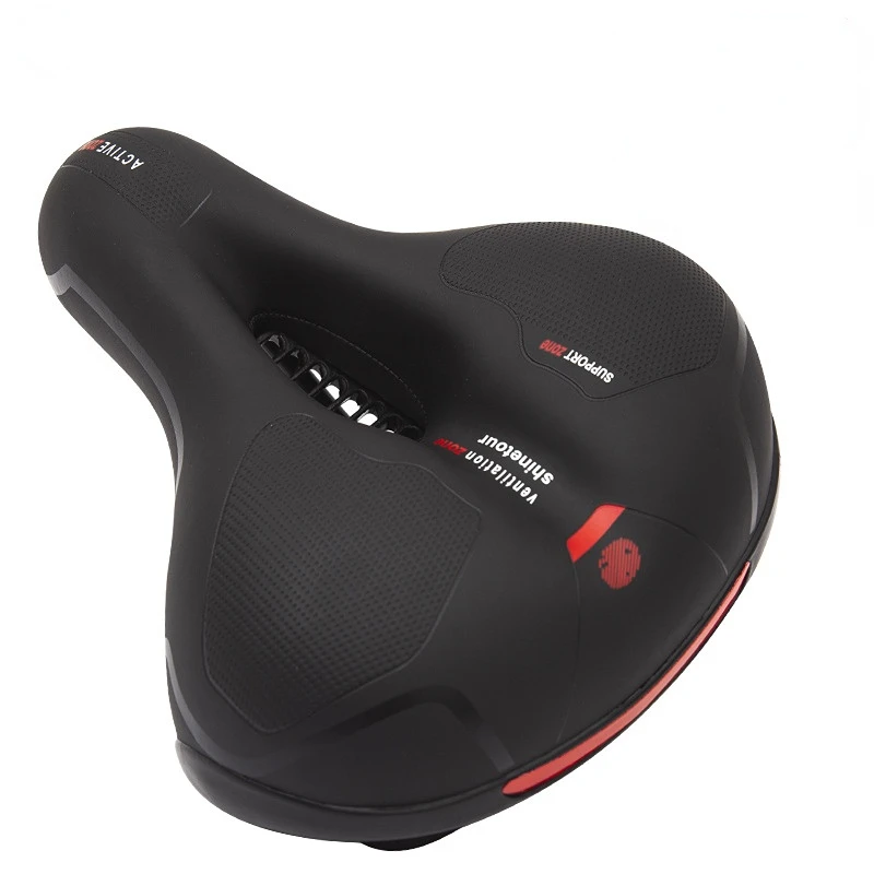 

Hollow Breathable Bicycle Saddle Men Women MTB Road Bike Saddle Shock Absorbing Comfortable Big Butt Bike Seat Safety Warning