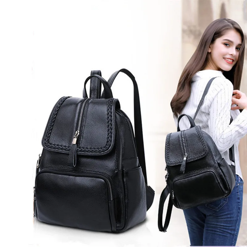 Nolvo Korean Style Fashion Ladies Backpack Brand Design Luxury Genuine Leather Bag Large Capacity Bags Waterproof Wear-resistant