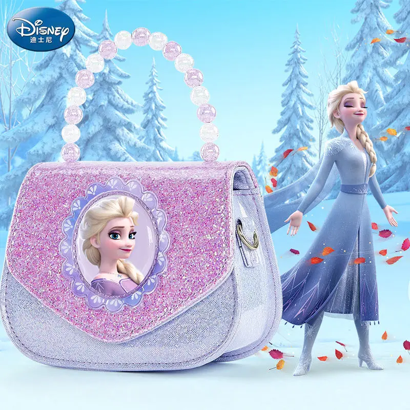 Disney Elsa Princess New Children's Cartoon Sweet Detachable Strap Elegant Handbag Portable Small Flashing Light Messenger Bag