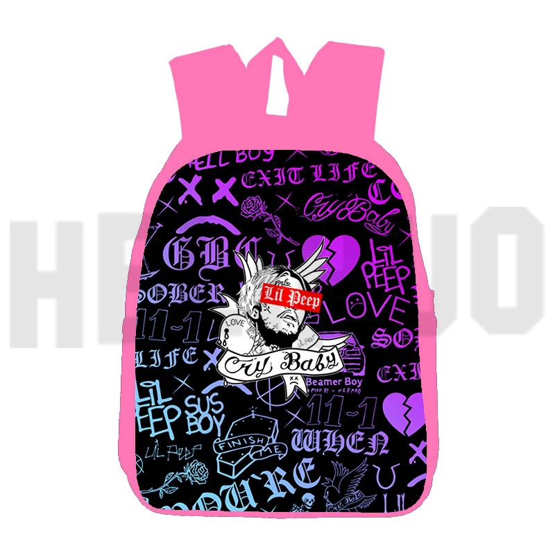 Рюкзаки рэпер для девочек-подростков, школьные ранцы с 3D рисунком аниме LOVE Lil Peep, розовые 16-дюймовые детские сумки для книг с мягкой спинкой