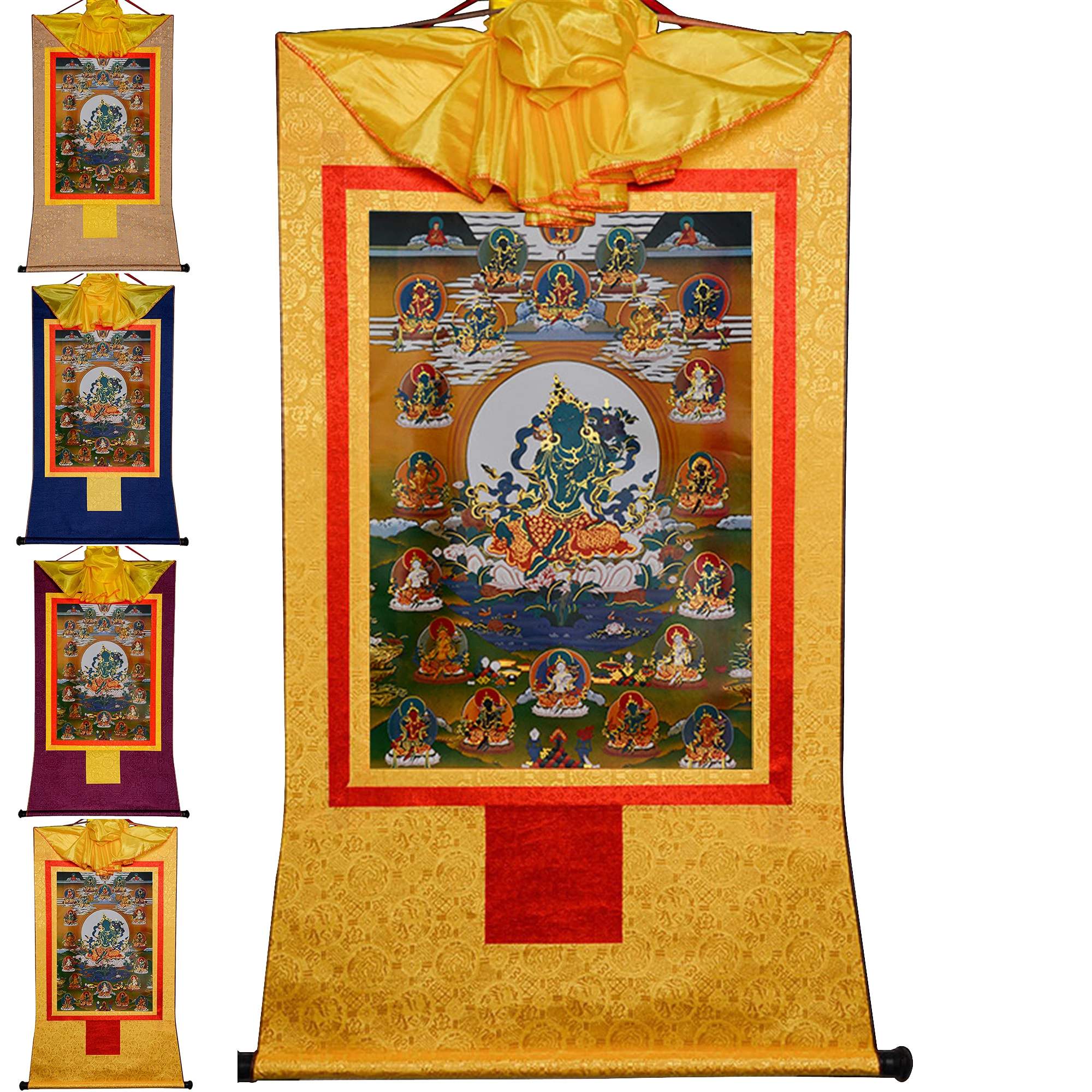 

Gandhanra Handmade Tibetan Thangka Painting Art,The 21 Taras,Buddhist Thangka Brocade,Buddha Tapestry Wall Art with Scroll