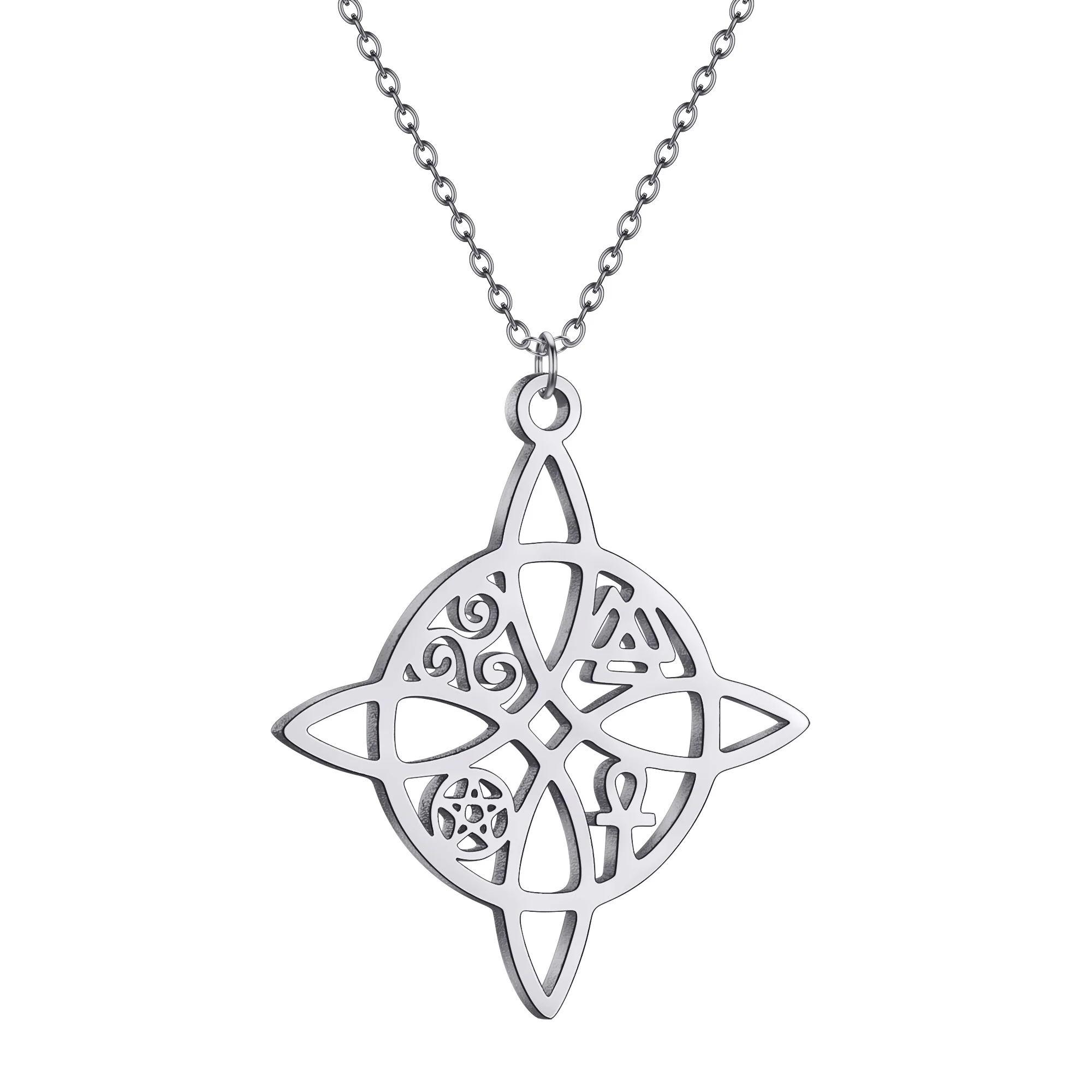 Нержавеющая сталь Valknut Triskelion Ankh крест пентакль кулон ожерелье для женщин модный