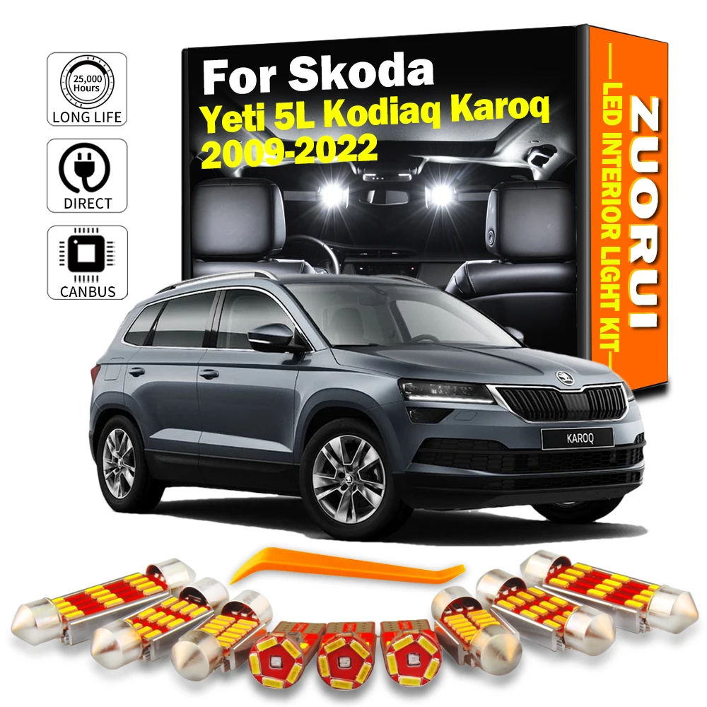 

ZUORUI Canbus LED Interior Map Light Kit For Skoda Yeti 5L Kodiaq Karoq 2009 2010 2011 2012 2013-2020 2021 2022 Car Led Bulbs