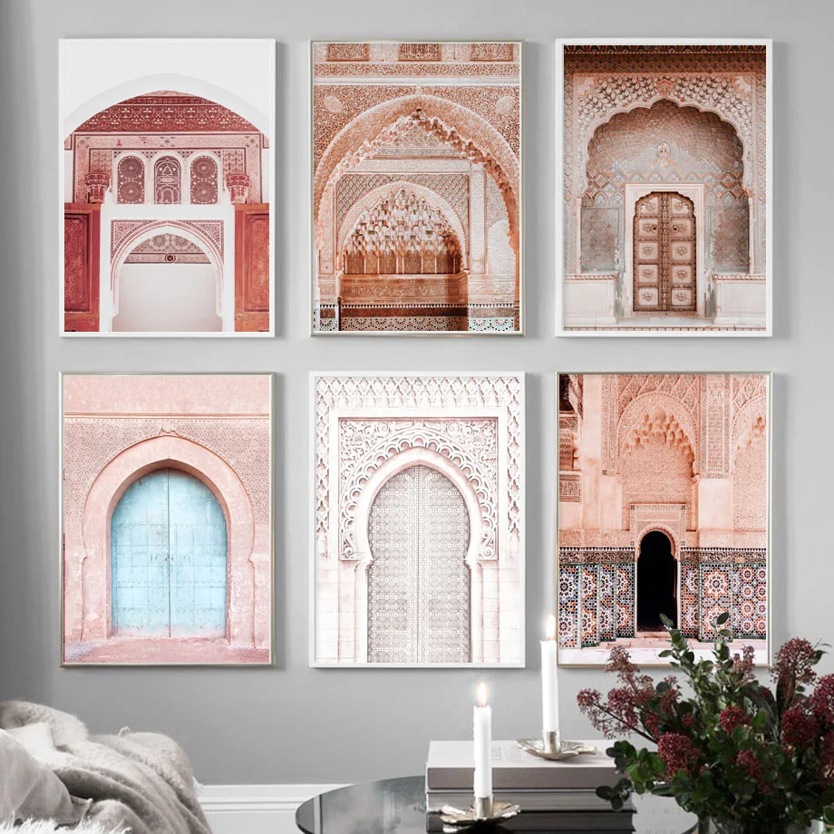 

Muslim Mosque East Gate Door Window Wall Art Canvas Painting Nordic Posters And Prints Wall Pictures For Living Room Decoration
