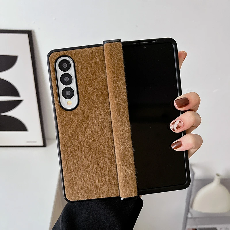 

Чехол для телефона Samsung Galaxy Fold3 с защитой четырех углов для Samsung Galaxy Zfold4 складной экран шерстяной плюшевый защитный чехол