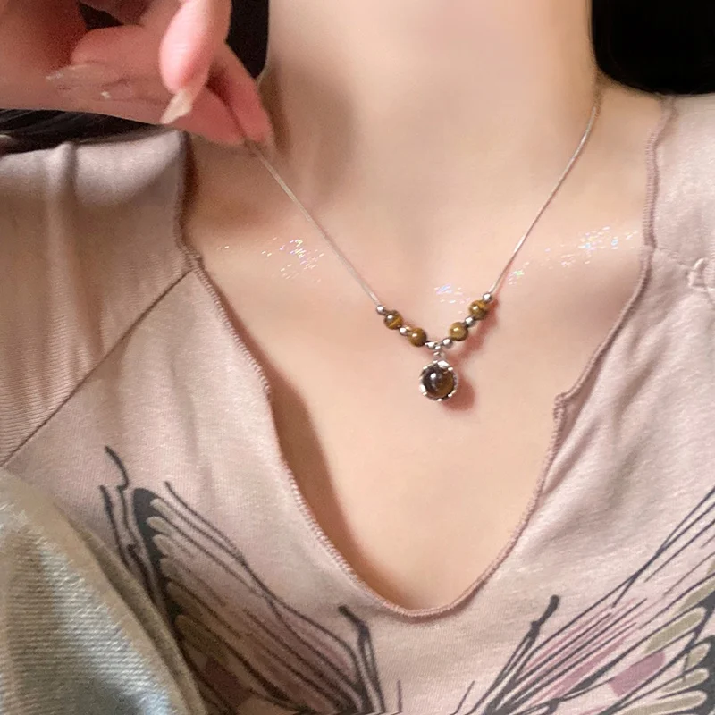 Maillard Tiger Eye Stone двухслойное ожерелье женское осенне-зимнее легкое роскошное в