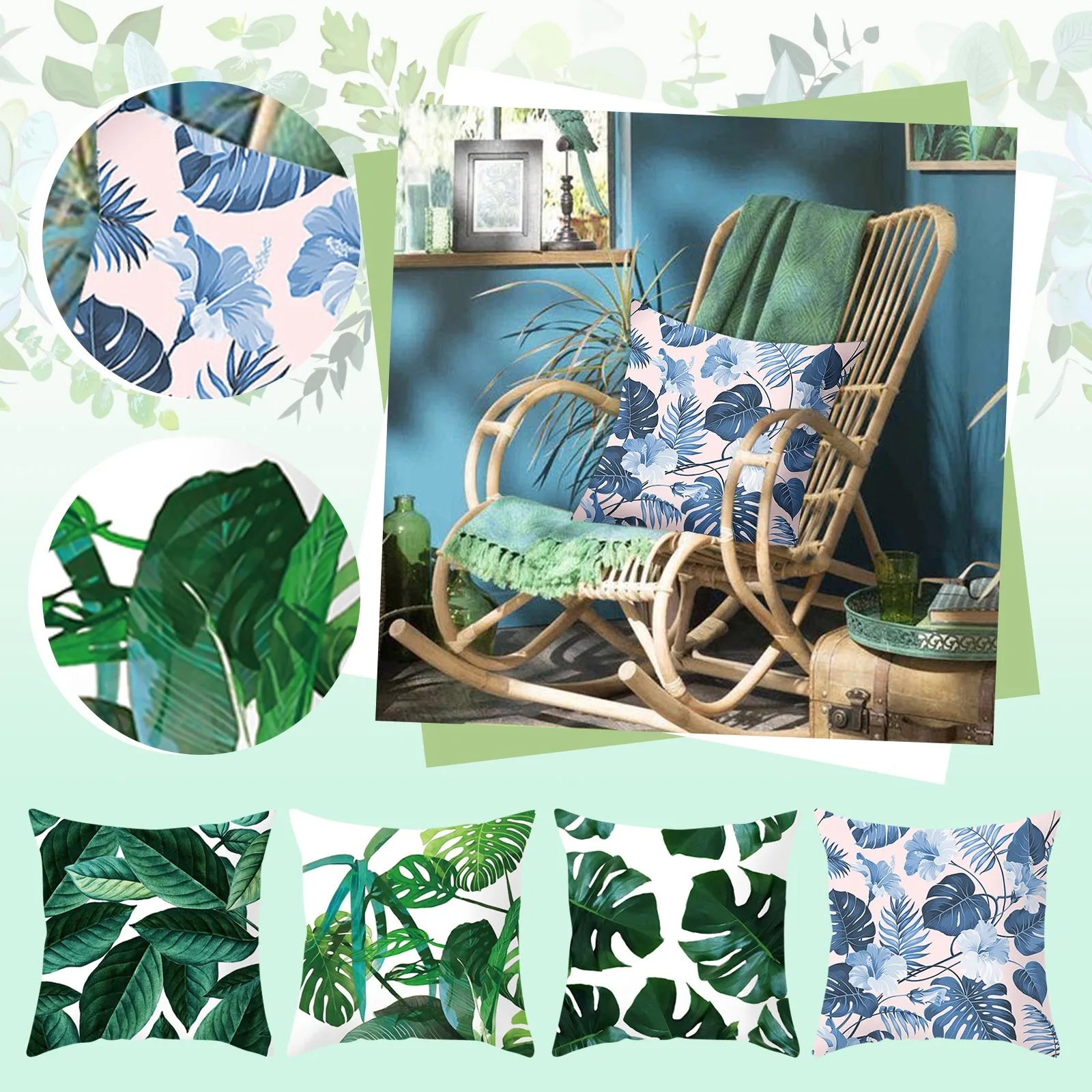 

Summer Tropical Plant Pillowcase Decorative Pillowcase Pink Silk Pillow Case Soft Throw Pillows Throw Pillow Covers Teal