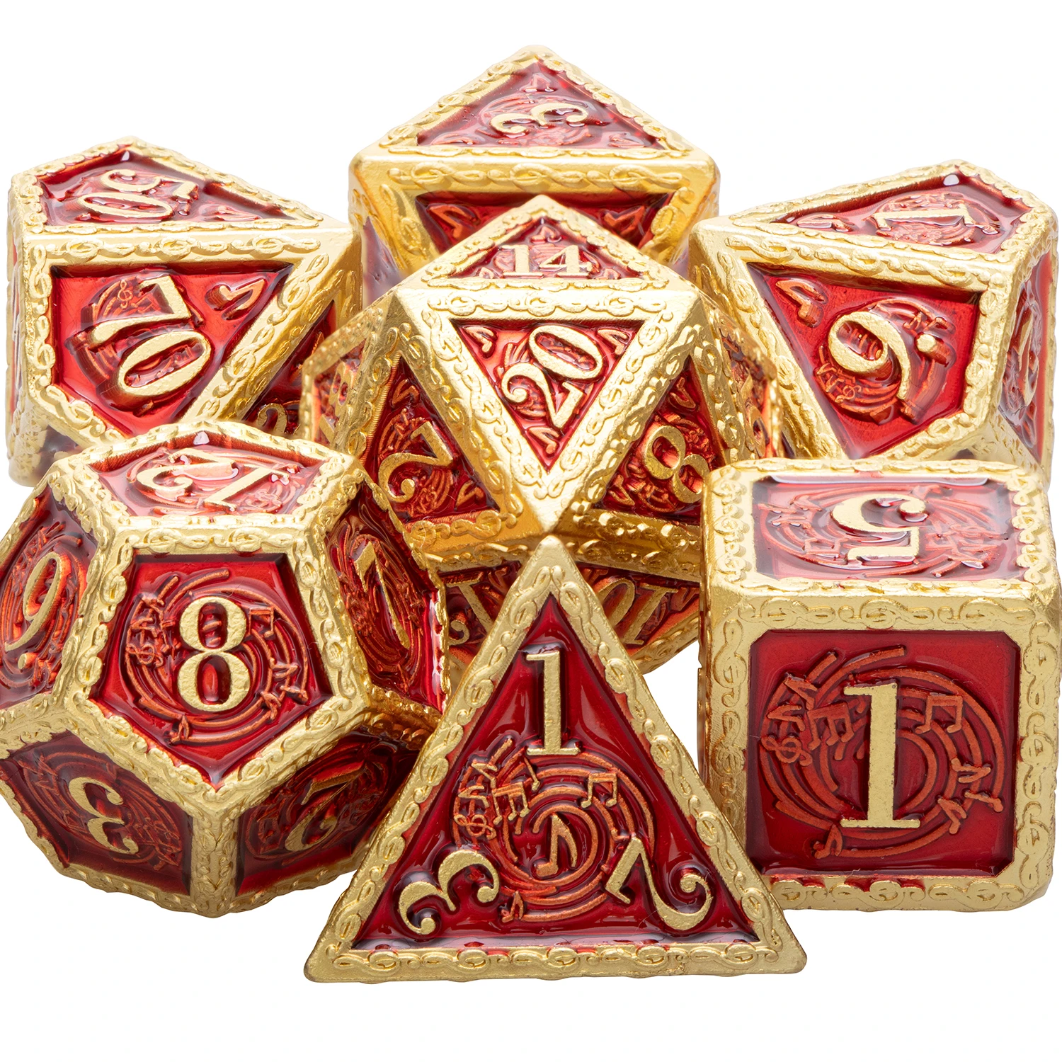 

Red and Gold Dnd Metal Polyhedral Dungeon and Dragon Pathfinder Role Playing Tabletop Game D20 D12 D10 D8 D6 D4 RPG&MTG Dice Set