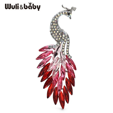 Wuli&baby стеклянная брошь павлин