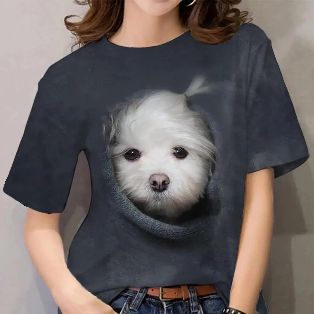 

Women's T-shirt Kawaii White Kitten Printed T Shirt For Women Fashion Funny Girls Clothes O-neck Short Sleeve Female Tops Shirt