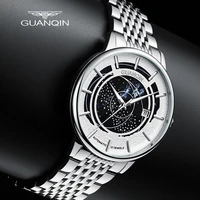 guanqin automatic mechanical watch twist design mens watch bracelet accessories star dial luxury sports waterproof clock 2022