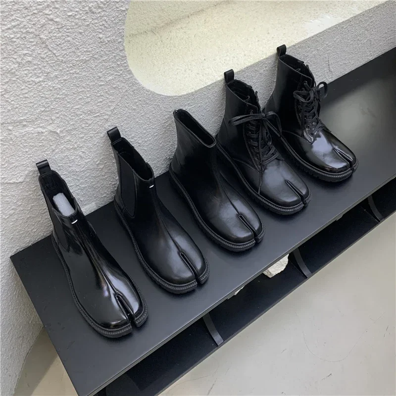 

Fashion New Women Split Toe Chelsea Boots Fashion Slim Slip On Boots Women Chunky Heel Platform Ankle Boots Mujer Booties Botas