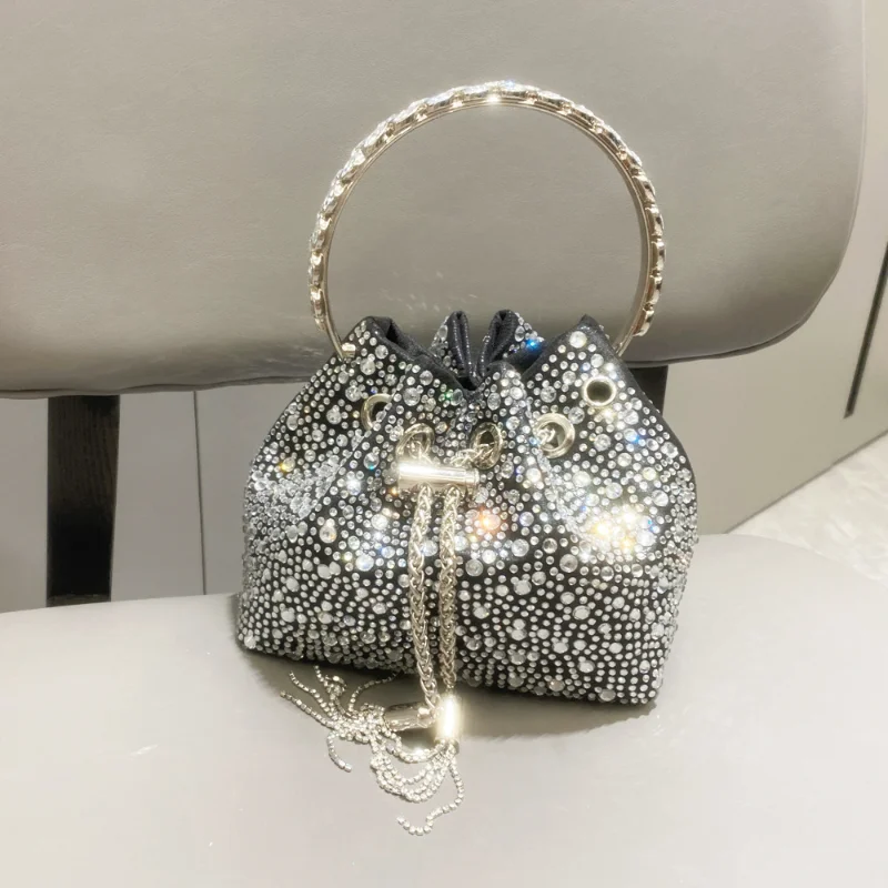 

Women's Evening Bag Handle Rhinestones Evening Set Auger Shiny Handbags Bags for Women 2023 New Luxury Handbags Designe Handbag