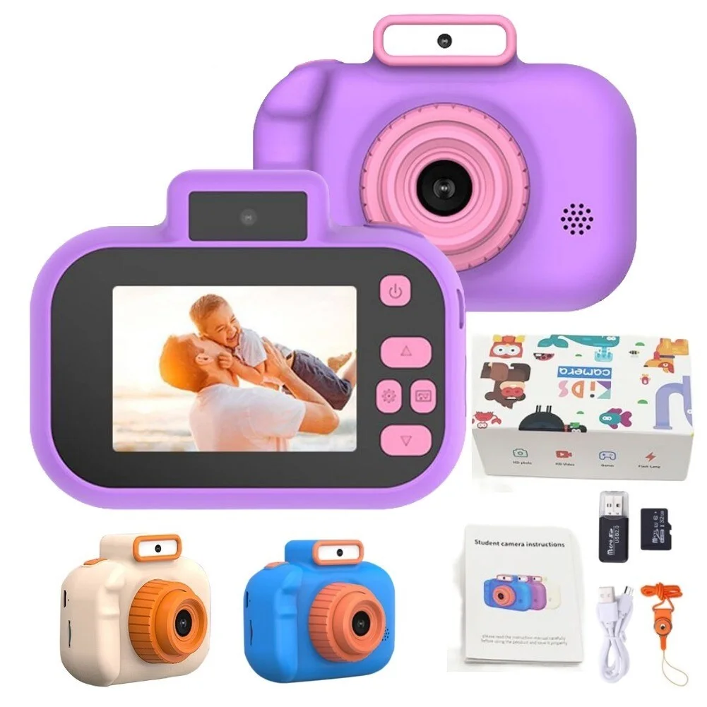

Cartoon Photo Camera Educational Toys 2 Inch HD IPS Screen Digital Camera Birthday Gift Kids Digital Camera 600mAh USB Charging