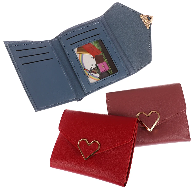 

1Pc Women Wallets Purses Heart-Shaped Short Section Small Tri-Fold Wallet for Ladies Money Pocket Card Holder Clutch Bag