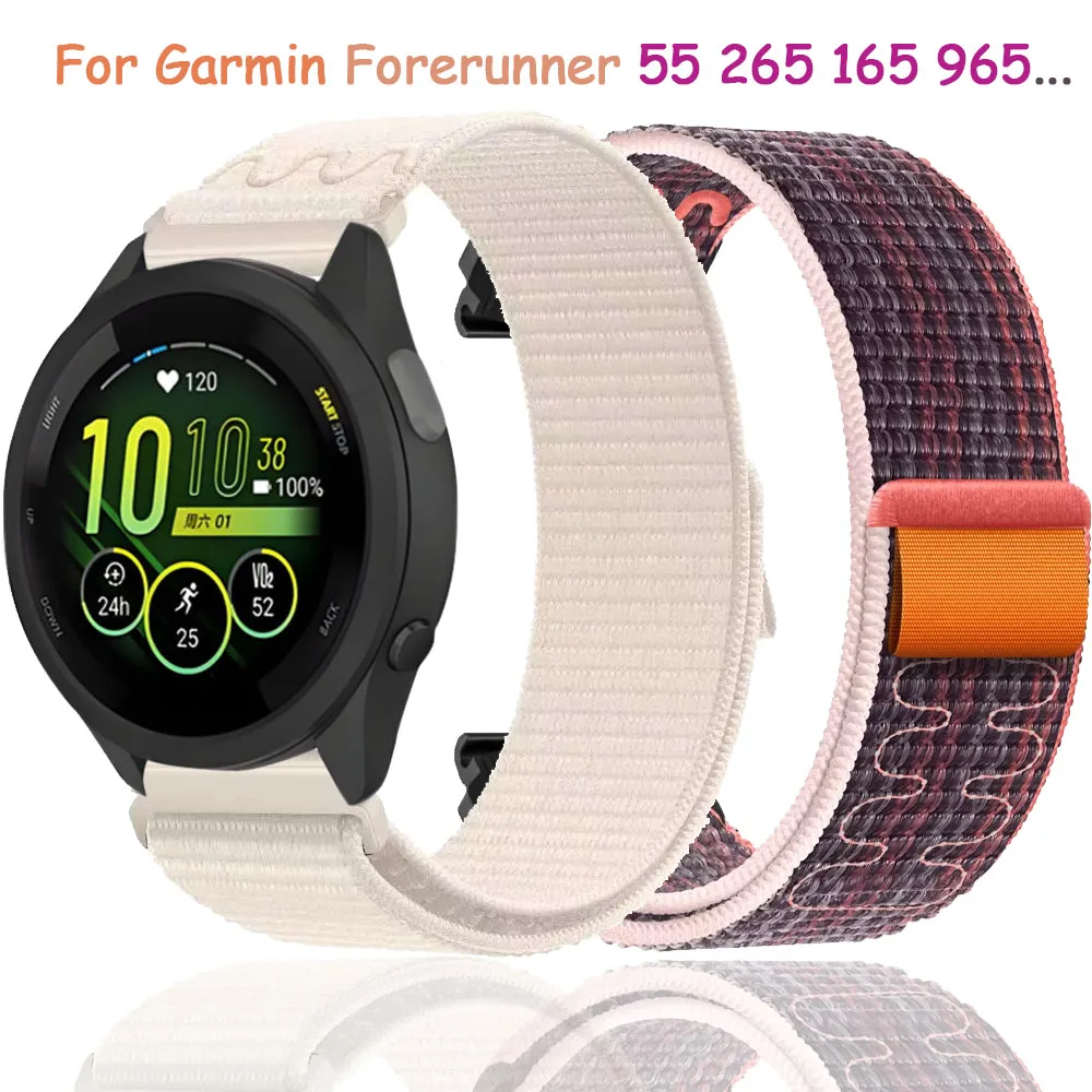 Нейлоновый ремешок 22 мм 20 для Garmin Forerunner 55 265 165 965 дышащий браслет Vivoactive 5/Active 5/Venu 3/2
