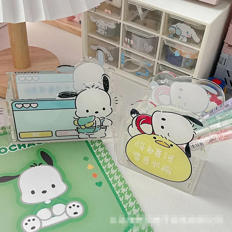 

Kawaii Sanriod аниме хобби Mymelody Kuromi Cinnamoroll Настольный акриловый прозрачный держатель для ручек школьный канцелярский ящик для хранения