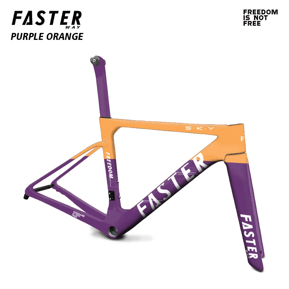 2026 FASTERWAY Freedom Gold Point Frameset Карбоновая дорожная рама для велосипеда с вилкой, зажим для подседельного штыря, гарнитура, руль 32C, дисковый тормоз (art.: 3920ce29ef82d) - 3920ce29ef82d