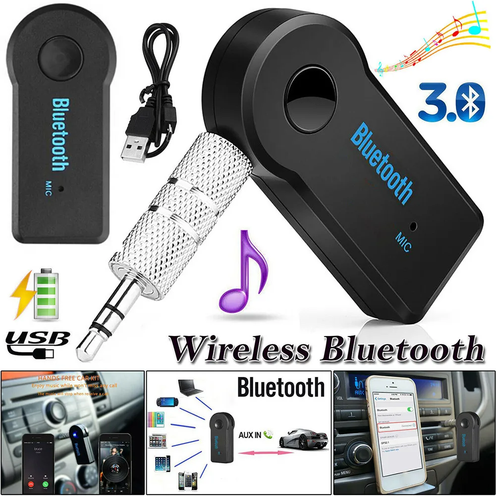 

Wireless Bluetooth V3.0 Receiver Transmitter Adapter 3.5mm Jack For Car Music Audio Player Aux Headphone Reciever Handsfree
