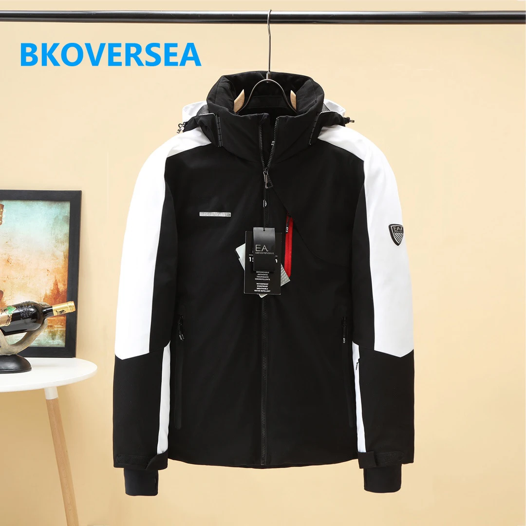 

Мужская зимняя уличная высококлассная тяжелая одежда, элегантная Роскошная Высококачественная водонепроницаемая куртка с белым утиным пу...