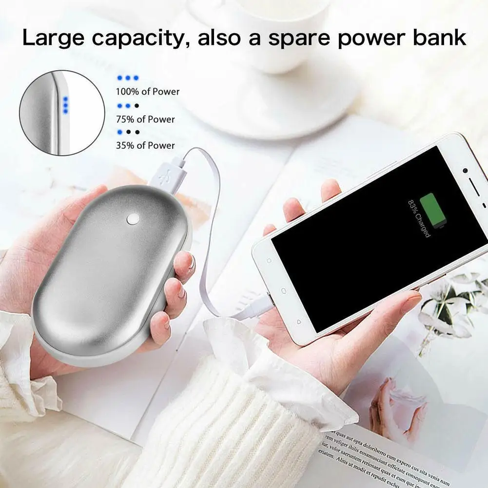 

2 In 1 Winter Mini Hand Warmer Heating Pad USB Rechargeable Handy Warmer Heater Pocket Mini Cartoon Electric Heater Warm 5200mAh