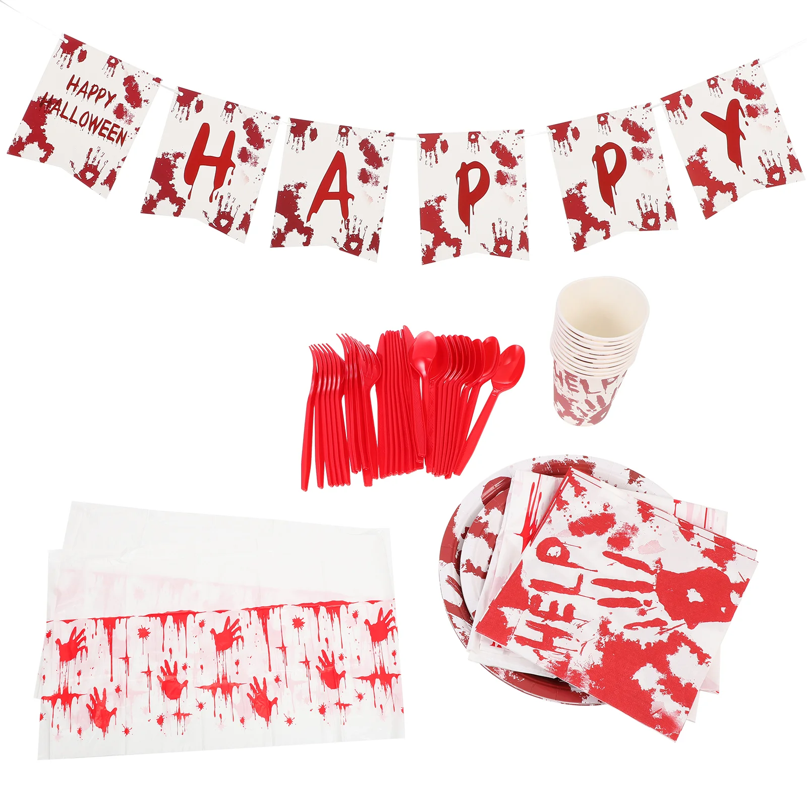 

1 Set Tableware Bloody Horror Serving Tableware Disposable Tableware Paper Cups Paper Plates