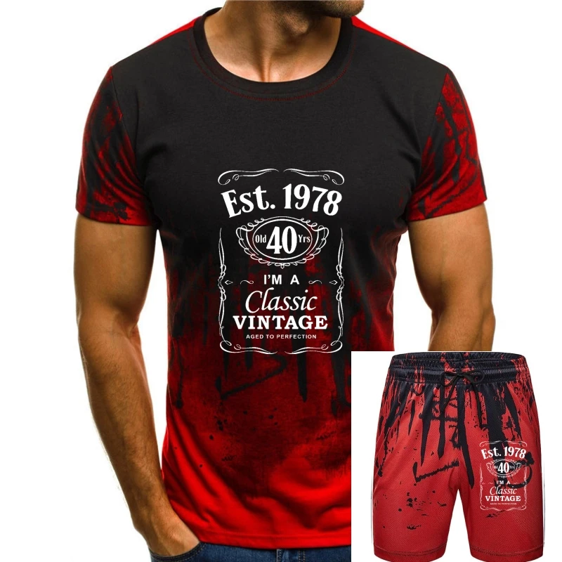 

Men'S 40Th Birthday T-Shirt Est 1978 Vintage Man Fortieth 40 Years Gift Summer 2018 100% Cotton Printed Cotton Men T Shirts
