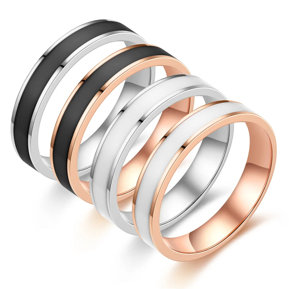 

Unisex Titanium Steel Rings For Men And Women Trendy Jewelry Stranger Things Shank Black White Gift Cheap Items Free Shipping