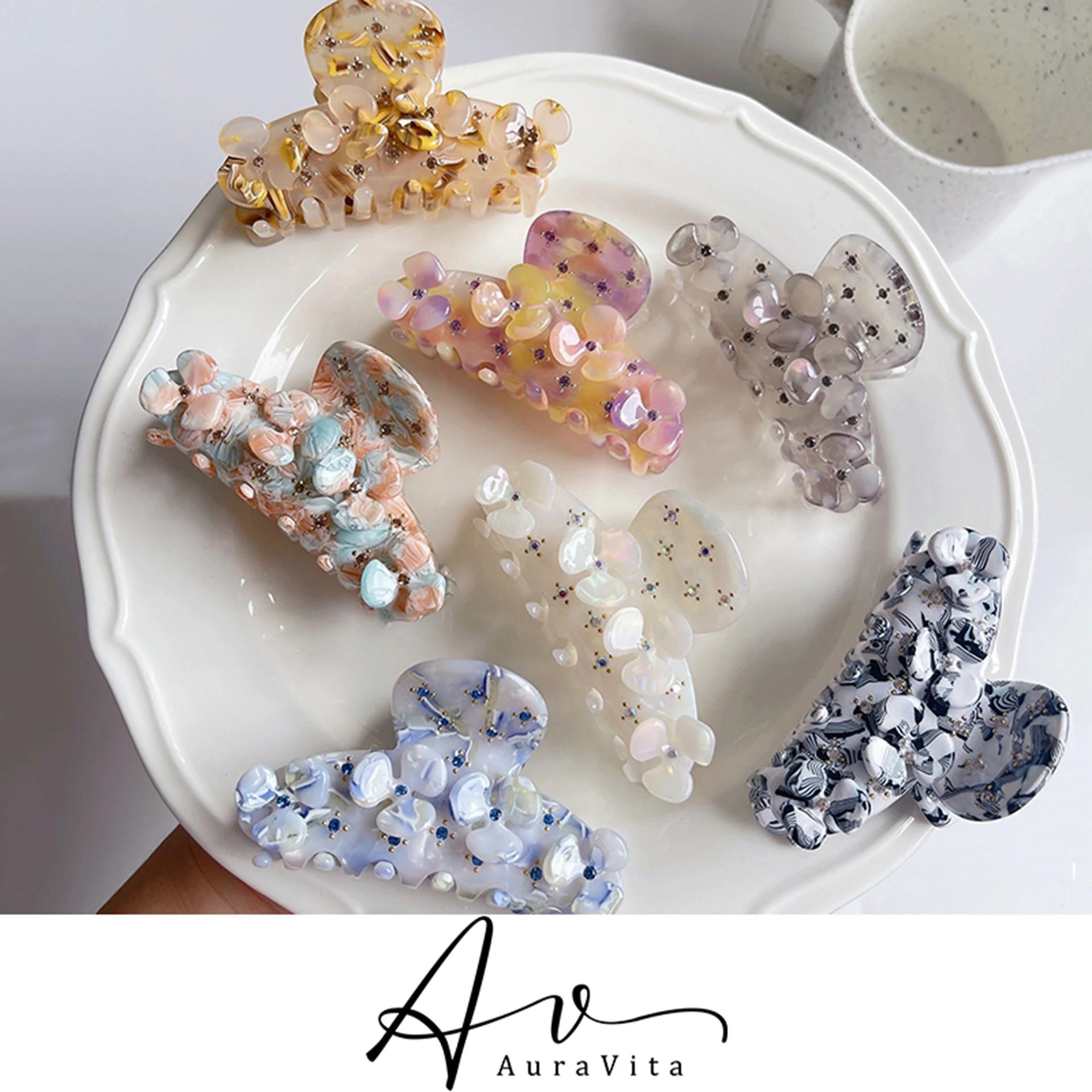 Корейский новый тренд сплав разноцветный цветок из смолы заколка для волос на