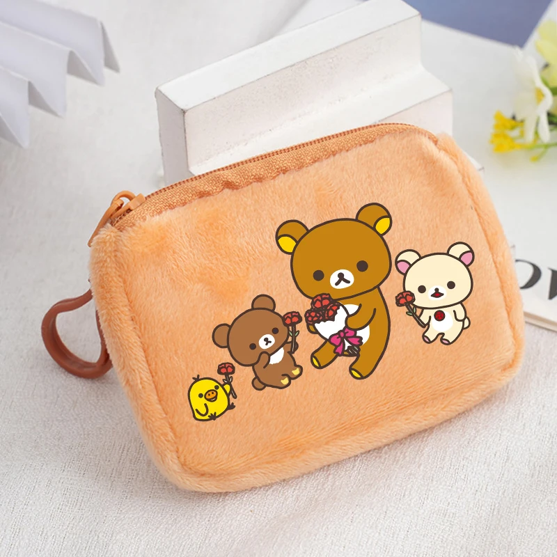 Фото Квадратный кошелек Rilakkuma с принтом аниме и мультфильмов, кошельки для девочек и мальчиков, милые портативные мини-сумки для хранения, кошелек Kawaii, подарки для детей №5