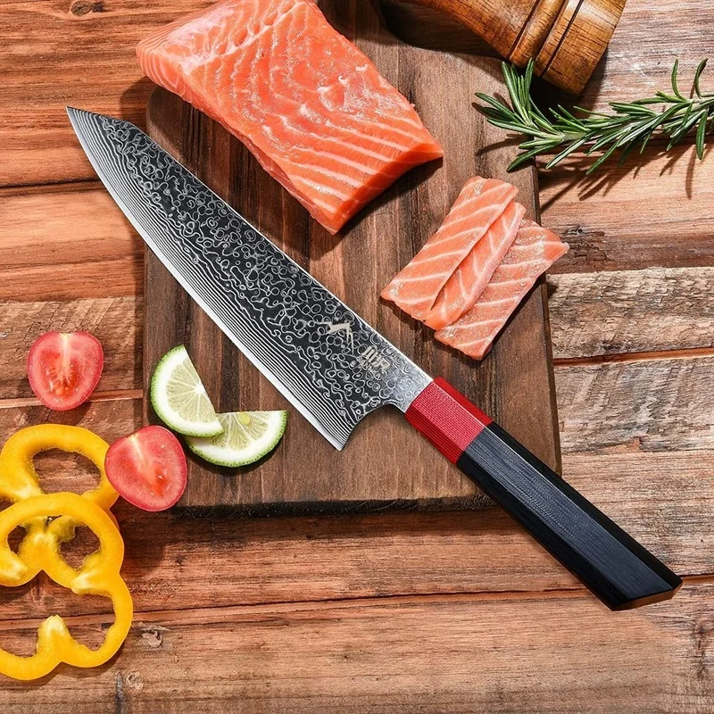 

Damascus Stainless Steel Kitchen Knives Honeycomb Resin VG10 Handle Japanese Chef's Knife Chef's Cleaver Sashimi Cooking Knife