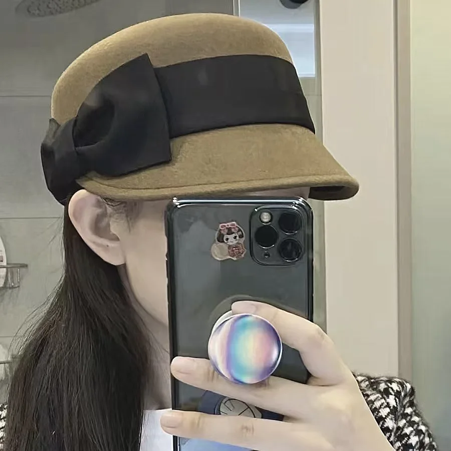 Осенне-зимняя женская однотонная восьмиугольная шапка модная для верховой езды