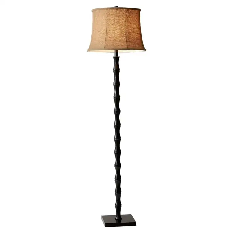 

HMTX Home Stratton 62"H Black Floor Lamp with Brown Burlap Shade (1523-01)