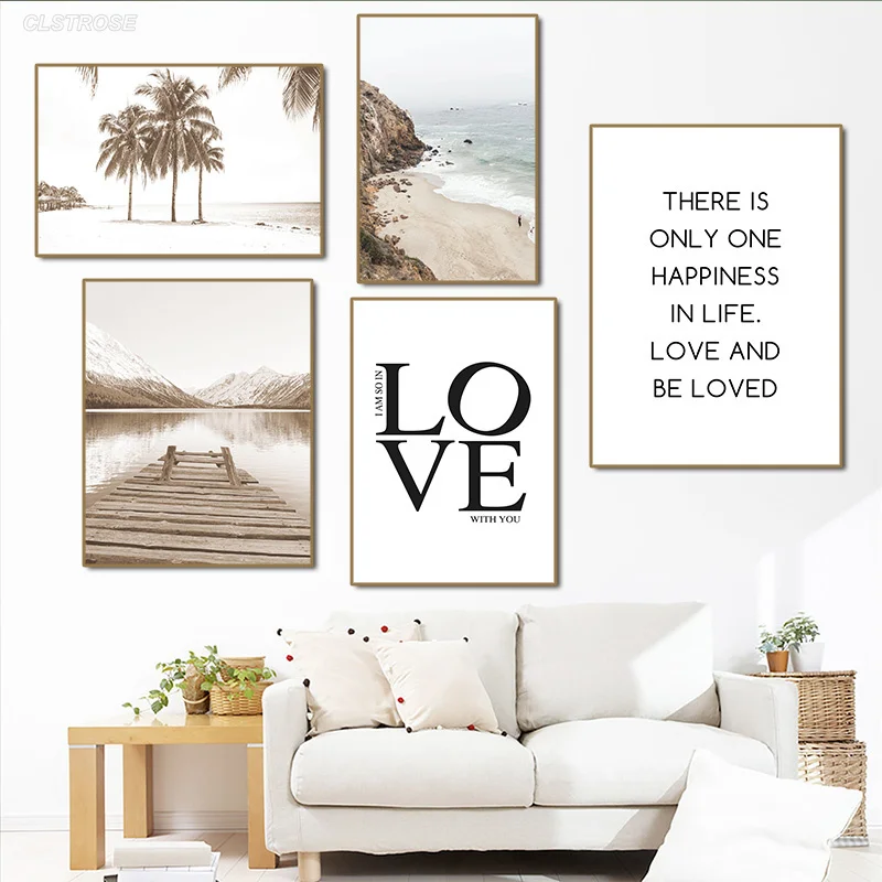 

Landscape Painting Love Yellow Wooden Bridge Print Home Wall Art Decoration Canvas Painting for The Living Room Bedroom Entrance