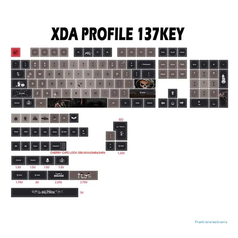 137 клавиш, колпачок для Хэллоуина, XDA колпачок с красителем для переключателей Cherry MX, дропшиппинг (art.: 3920cb008d292) - 3920cb008d292