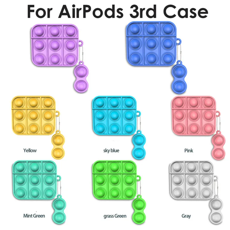 

Cute Push Soft Silicone Bubble Earphone Protective Case For Apple AirPods 3 pro 2 1 Generation Press Stress Relief Soft Cover