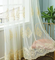 2022 high end embroidered gold tulle curtains for living room luxury loyal yellow sheers curtain window treatment cortinas