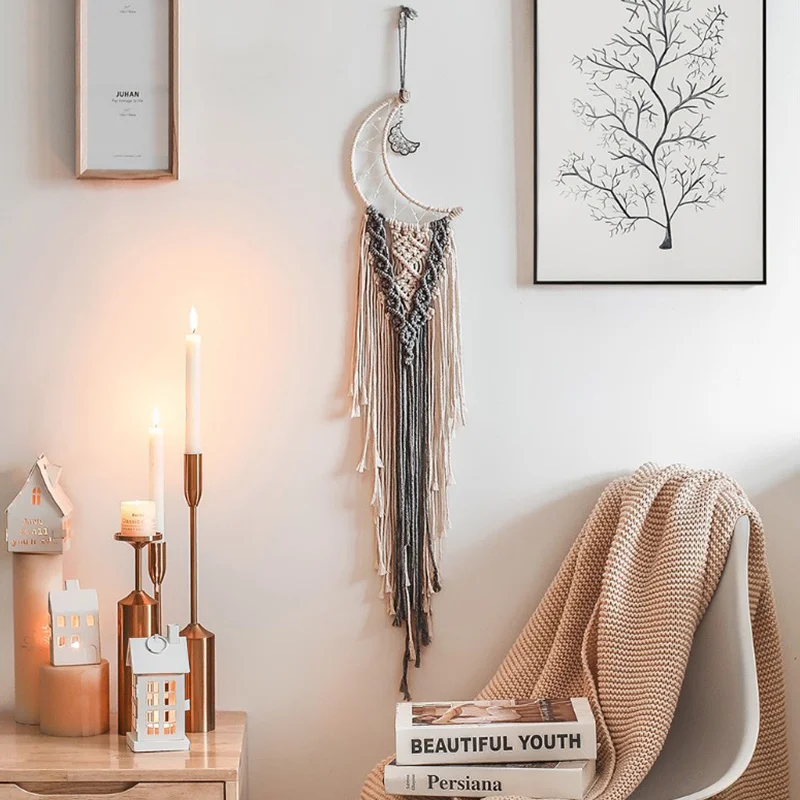 

Colorful Tassel Moon Dream Catcher Creative Home Wall Decoration Indoor Hanging Decoration Hand Woven Girl Heart Pendant Gift