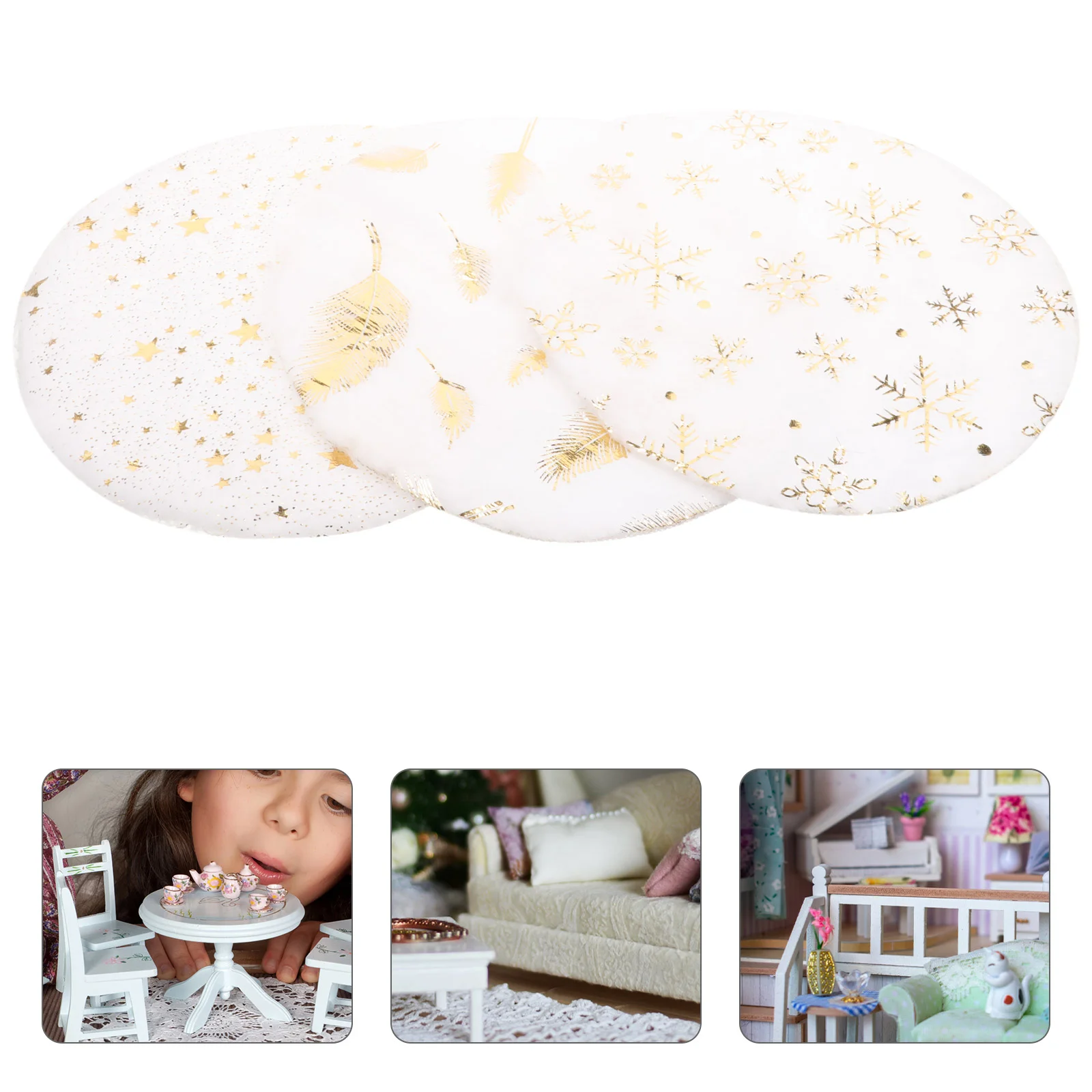 

6 Pcs Pentagram Child Christmas Decor Miniature Dollhouse Blanket Plush Supplies