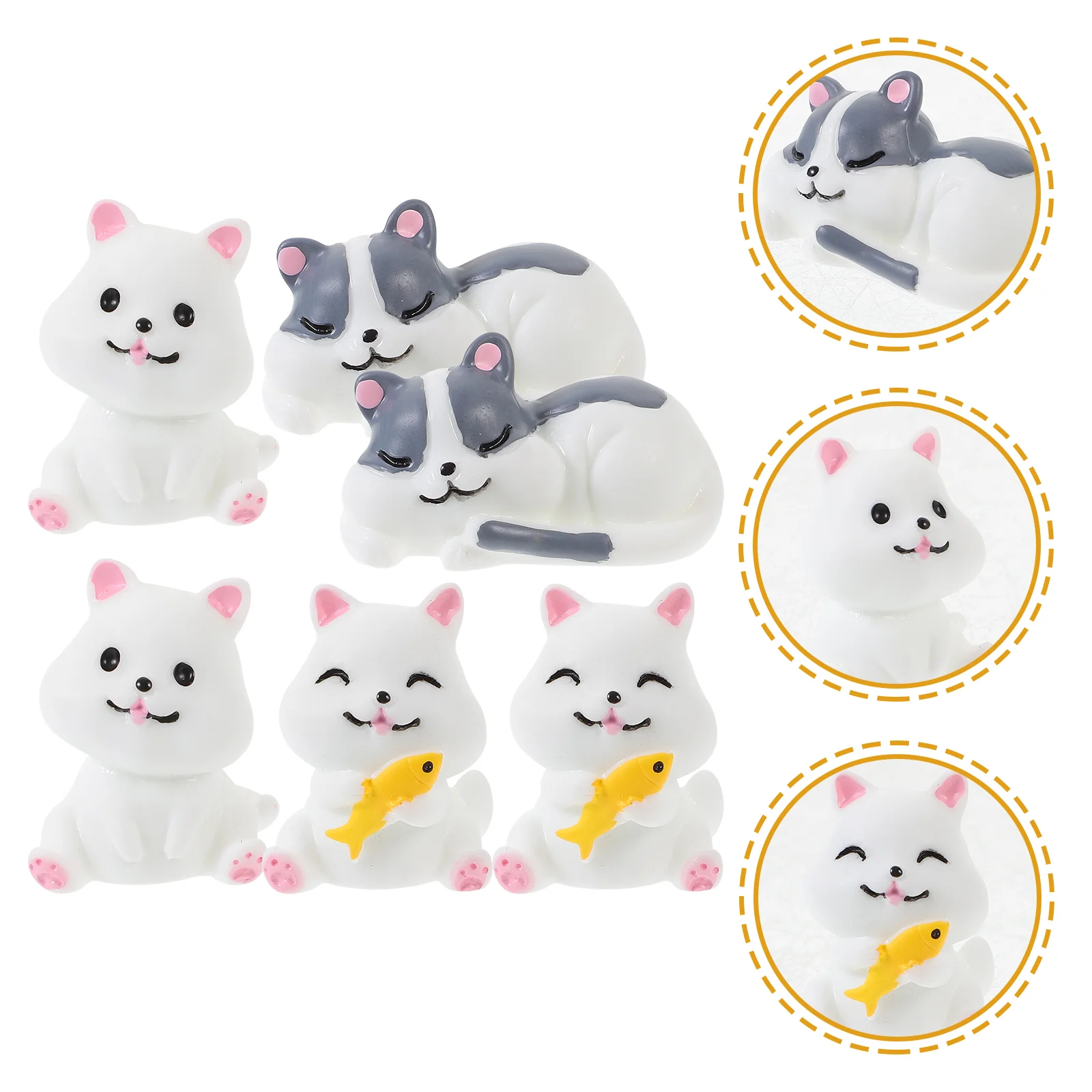 

6Pcs Mini Cat Statues Small Cat Figurines Micro Landscape Cat Ornaments Home Decors