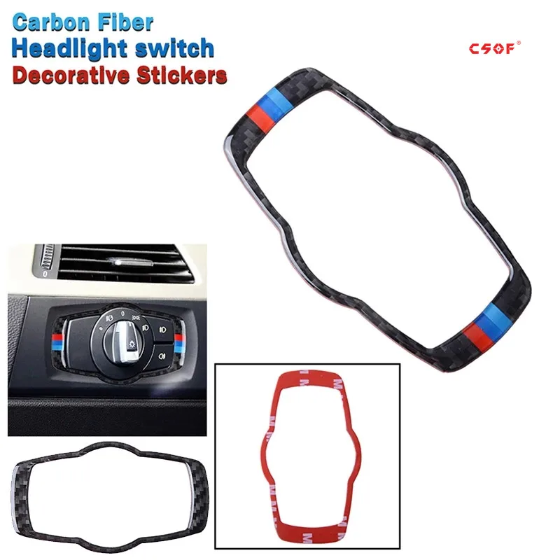 

Car Headlight Switch Panel Sticker Real Carbon Fiber Trim Fit For BMW 3 Series E90 E92 E93 2005-2012 Decorative Strip