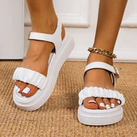 summer platform sandals open toe leather sandals flat heel 3 cm elevator casual rome shoes girls sandals zandalias de mujer new
