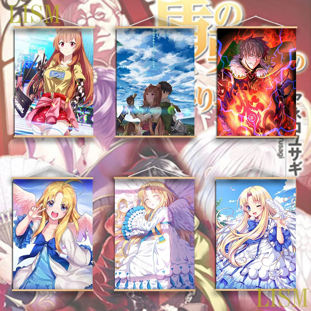 

Tate no Yuusha no Nariagari Naofumi Iwatani Raphtalia Anime manga wall Poster solid wood hanging scroll canvas painting