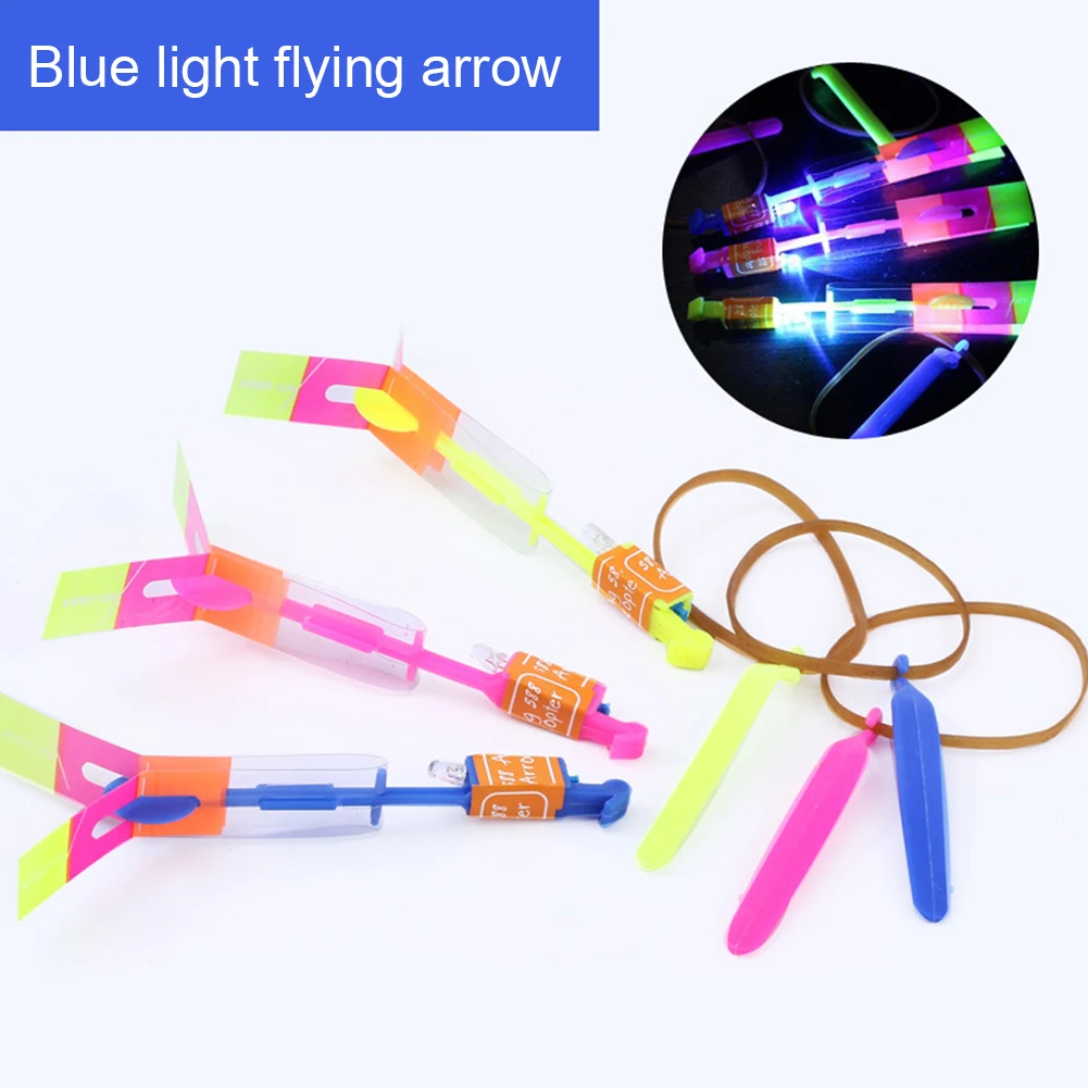 

10pcs Outdoor LED Slingshot Rocket Bamboo Dragonfly Parachute Light Shooting Catapult Flying Arrows Kids Toys for Children Gifts