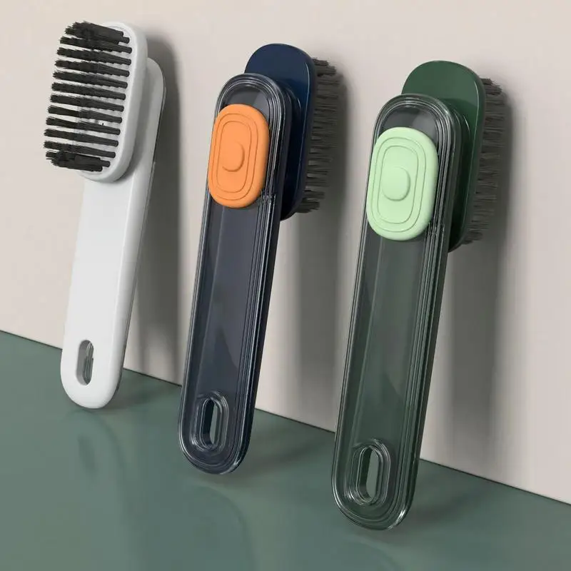 

Ручной скребок для чистки с мягкой щетиной и дозатором мыла, щетка для чистки обуви для ванной комнаты, кухни, одежда для стирки